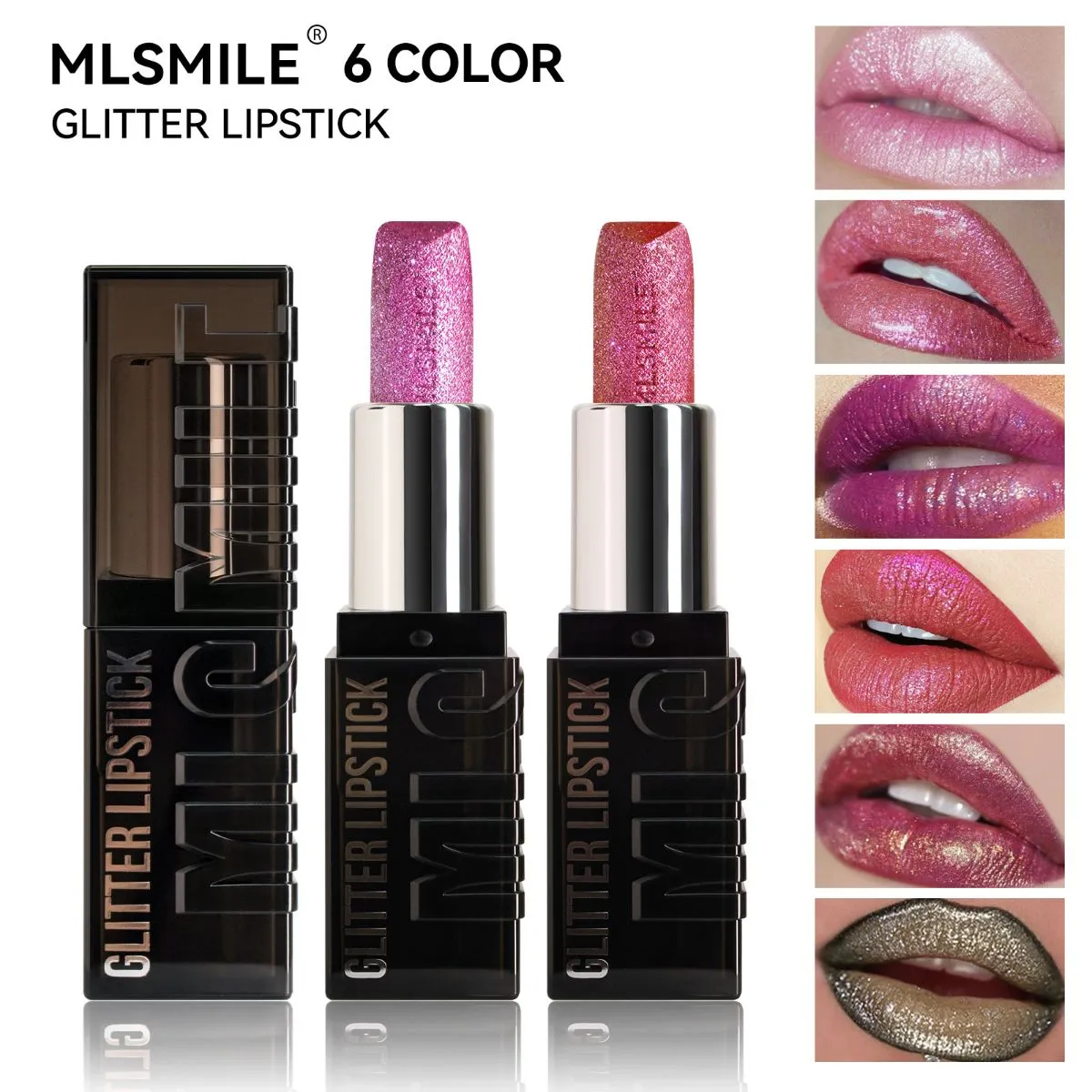 6 Colors Diamond Glitter Dark Series Lipstick Set – Velvet Shimmer Liquid Lip Gloss, Highly Pigmented Long-Lasting Gothic Vampire Lip Makeup for Halloween Cosplay Goth Party